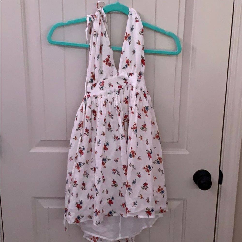 White floral mini dress